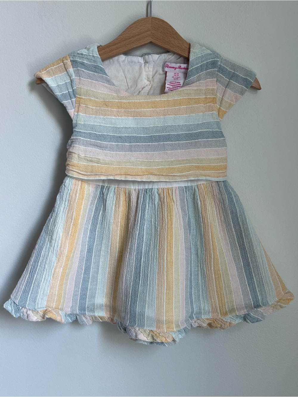 Tommy Bahama | Pastel Striped Cap-Sleeve Dress Yellow, Blue, Pink, Cream Sz 3T